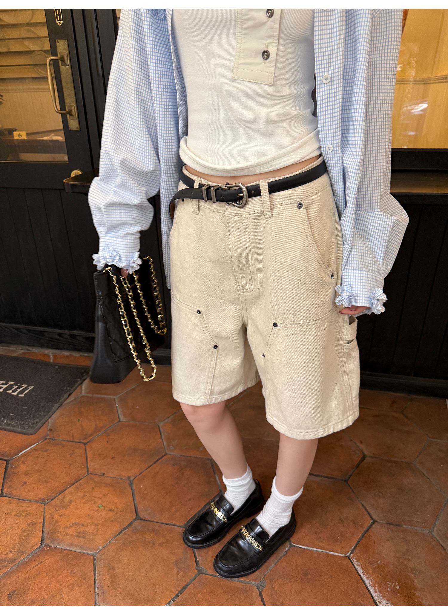 LelyMooch  夏万能デニム ハーフパンツ　マルチポケット  LEM118