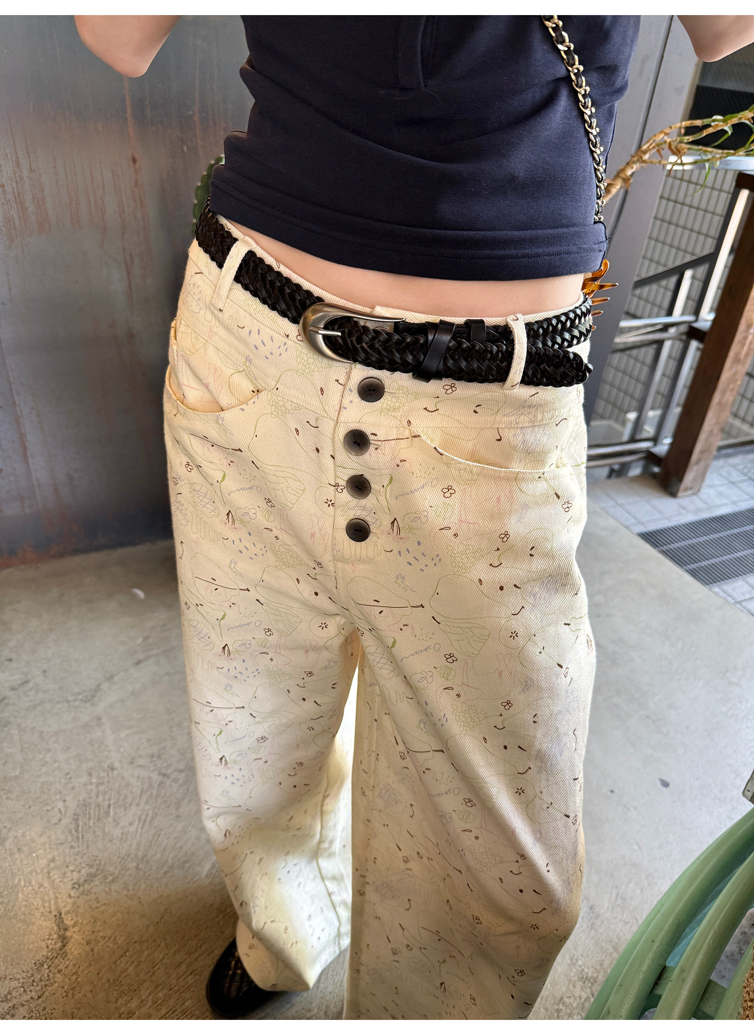 LelyMooch アート柄ルーズフィットパンツ  LEM183