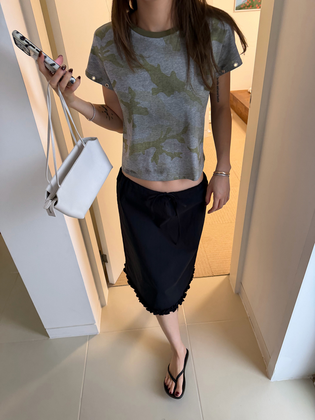 LelyMooch ウォッシュ迷彩 コンパクトTシャツ　LEM393