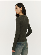 Maglione lavorato a maglia obliquo a mezza altezza con zip e struttura LOM036