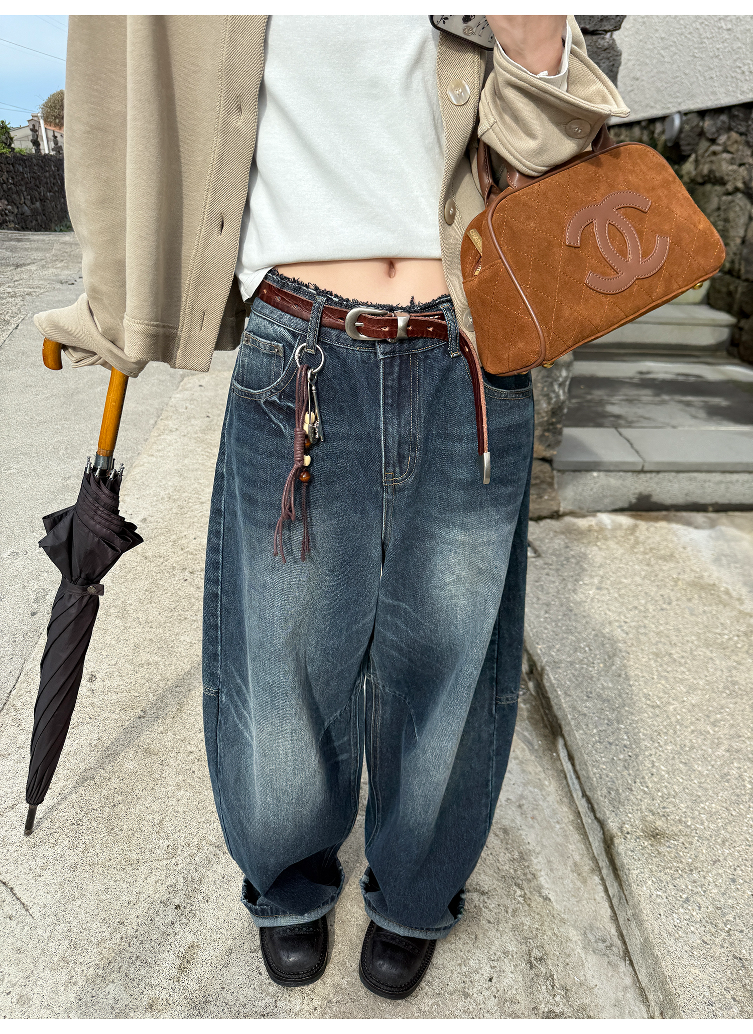 LelyMooch ヴィンテージ風 猫爪ワイドパンツ  LEM225