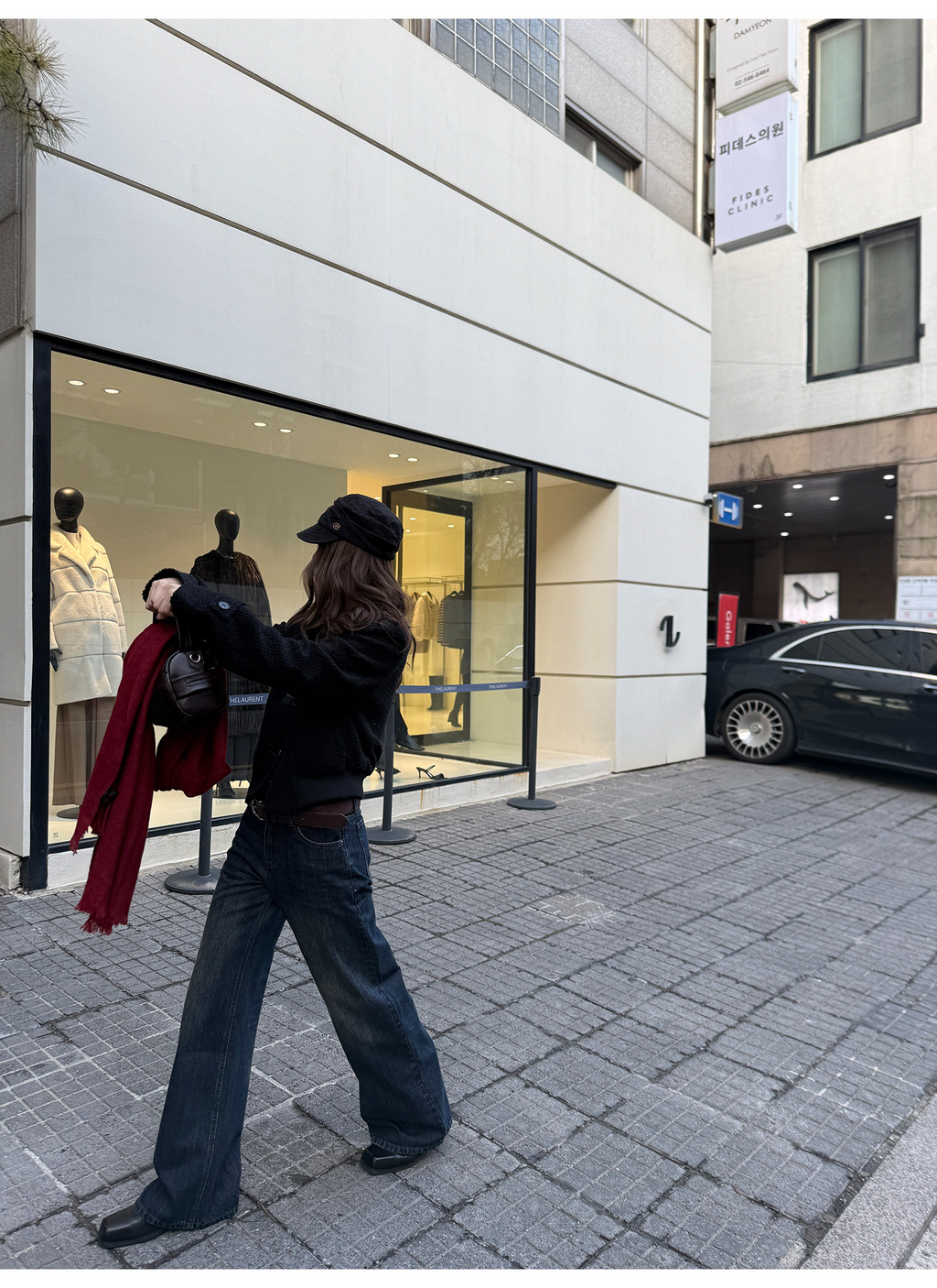 LelyMooch 色落ち加工 ストレートデニムパンツ　LEM304