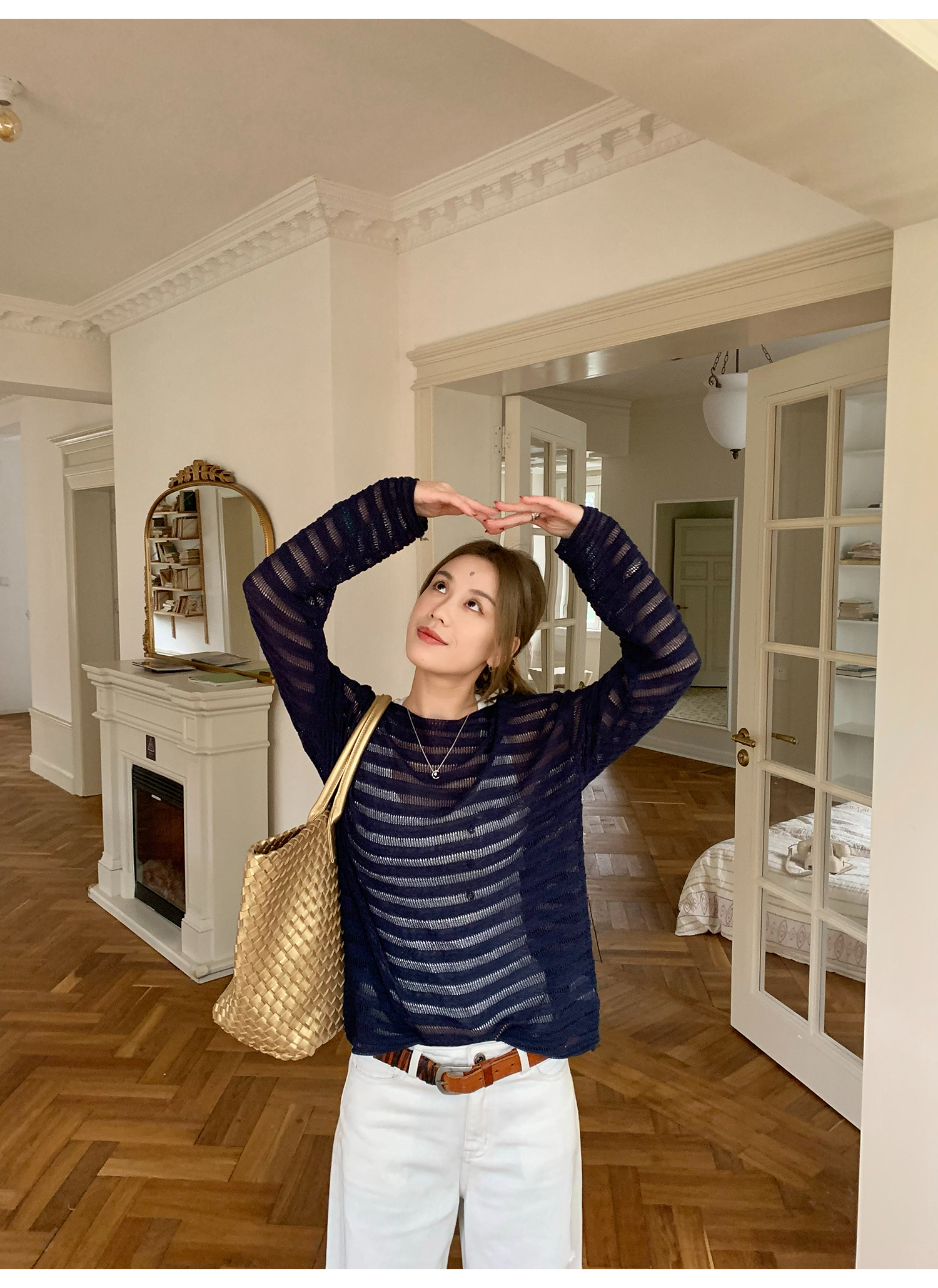 LelyMooch  薄手ニット 透かし感 レーヨン×リネン LEM127