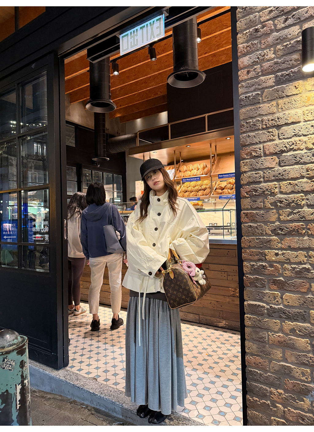 LelyMooch 立ち襟 ドロスト ミドル丈コート  LEM317