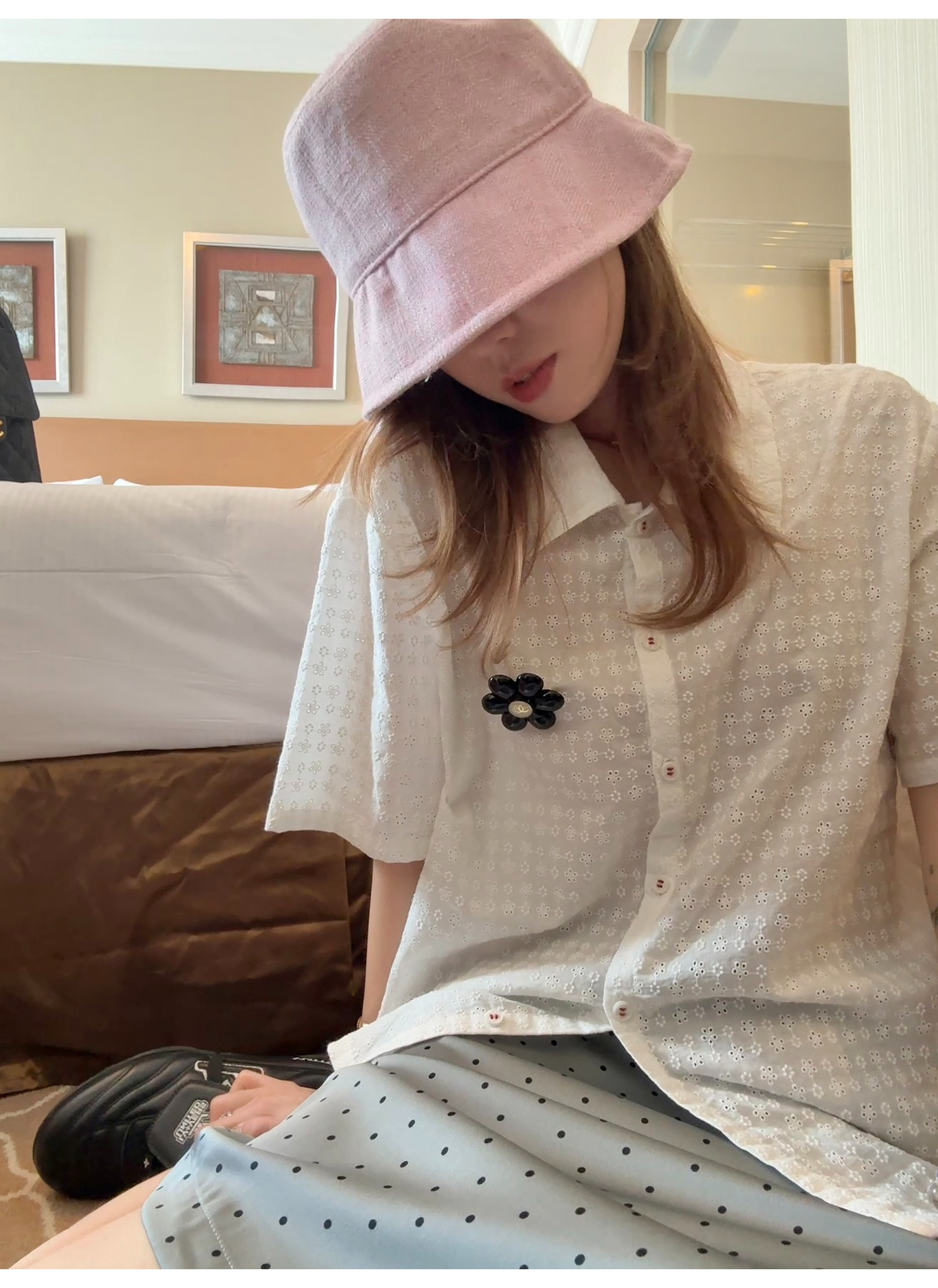 LelyMooch レース花柄コットンシャツ  LEM192