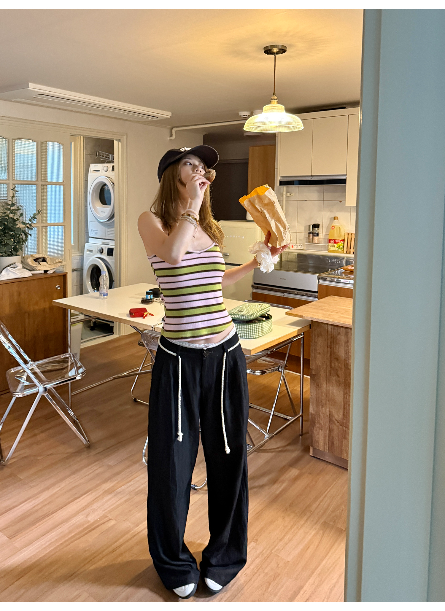 LelyMooch リボン付とろみパンツ　LEM167