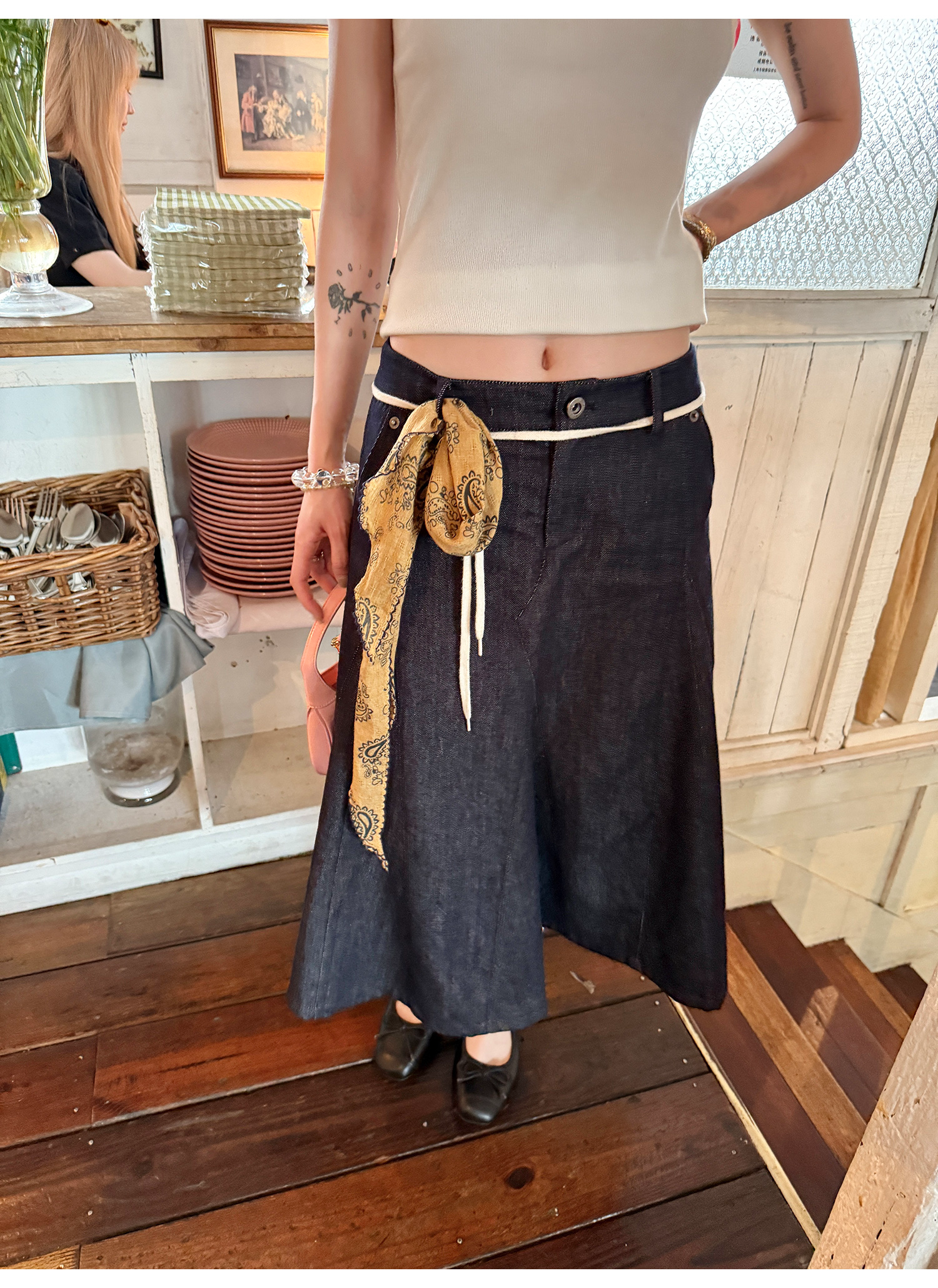 LelyMooch 通年使えるAラインデニムスカート   LEM202