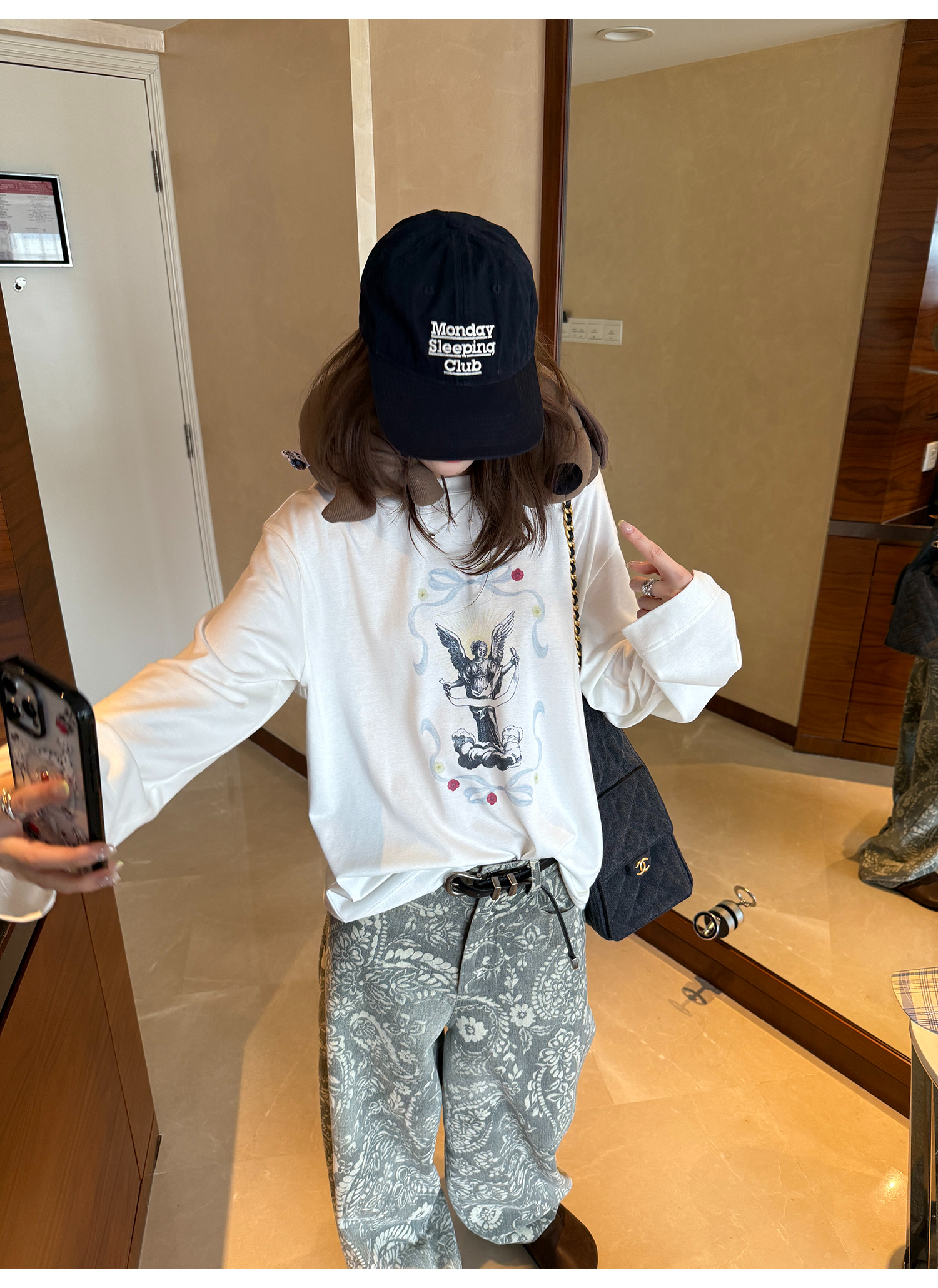 LelyMooch ゆったり長袖プリントT  LEM223