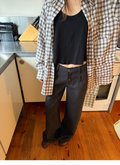 LelyMoochテンセル混 ダブルボタン ワイドパンツ  LEM414