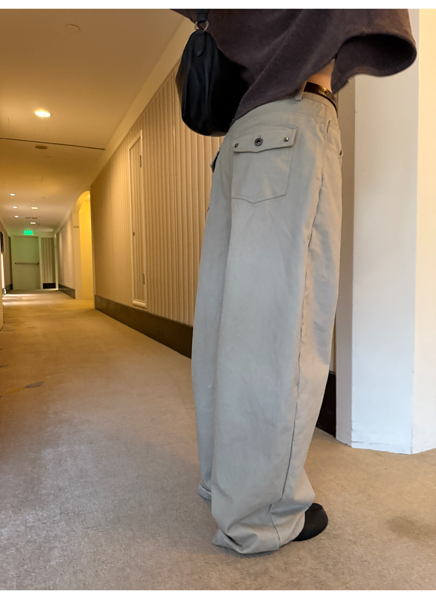 LelyMooch ウォッシュ加工×スタッズワイドパンツ　LEM243