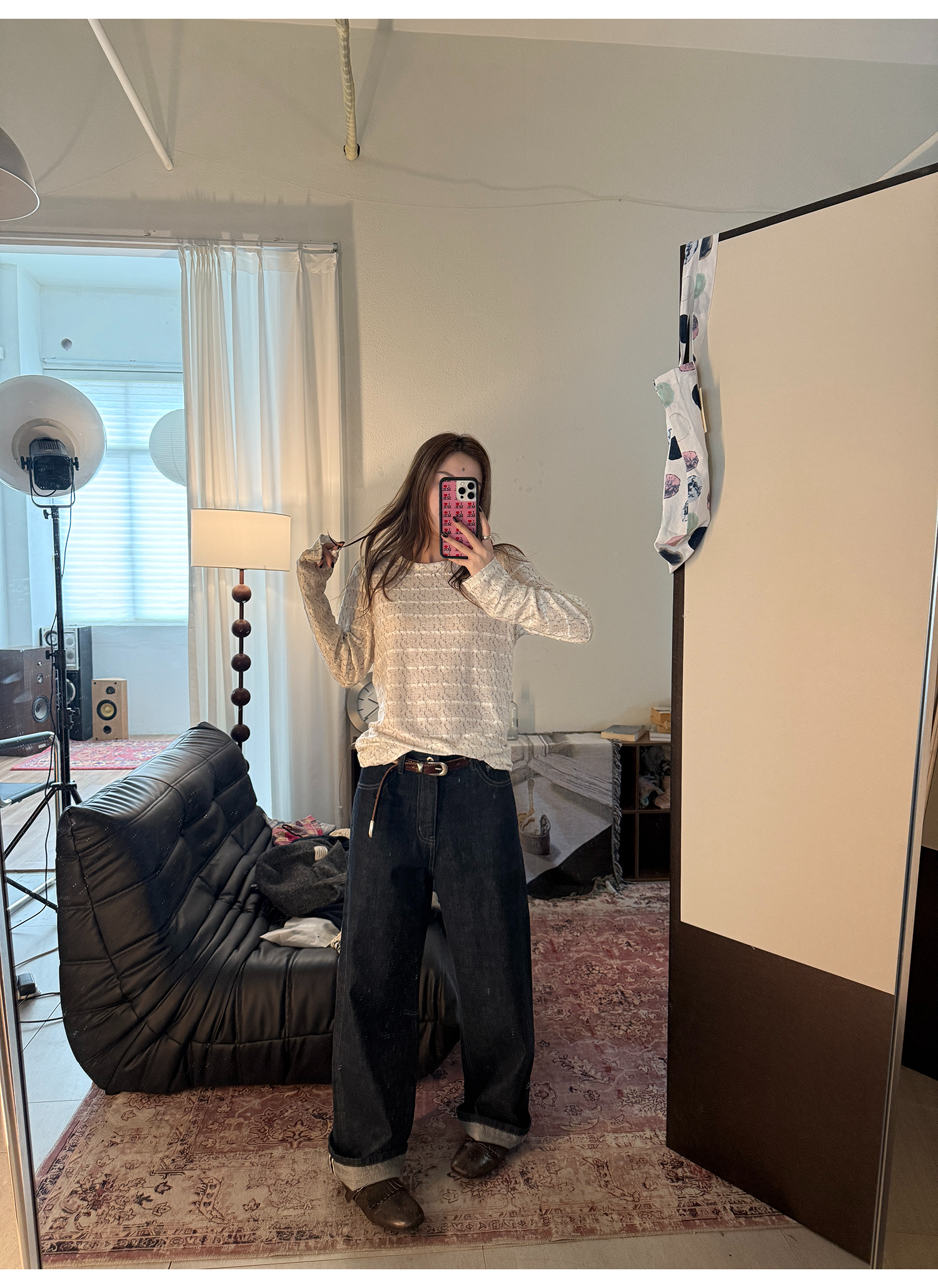 LelyMooch レースタッチ クルーネックトップス  LEM272