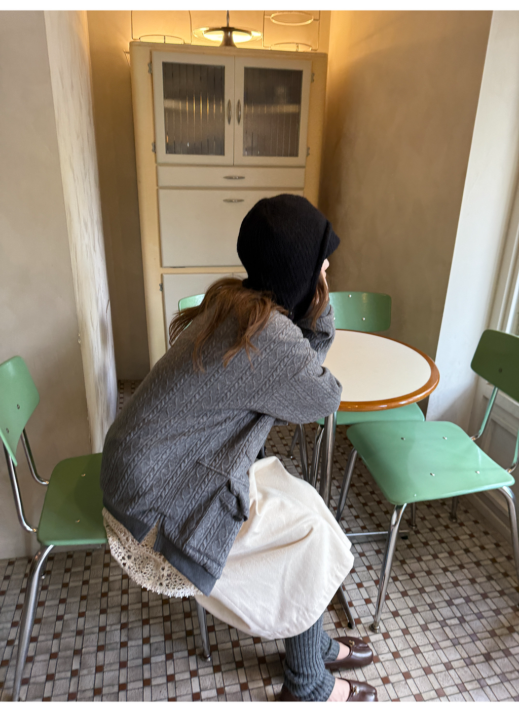 LelyMooch 起毛コットン ベージュクロップドパンツ  LEM255