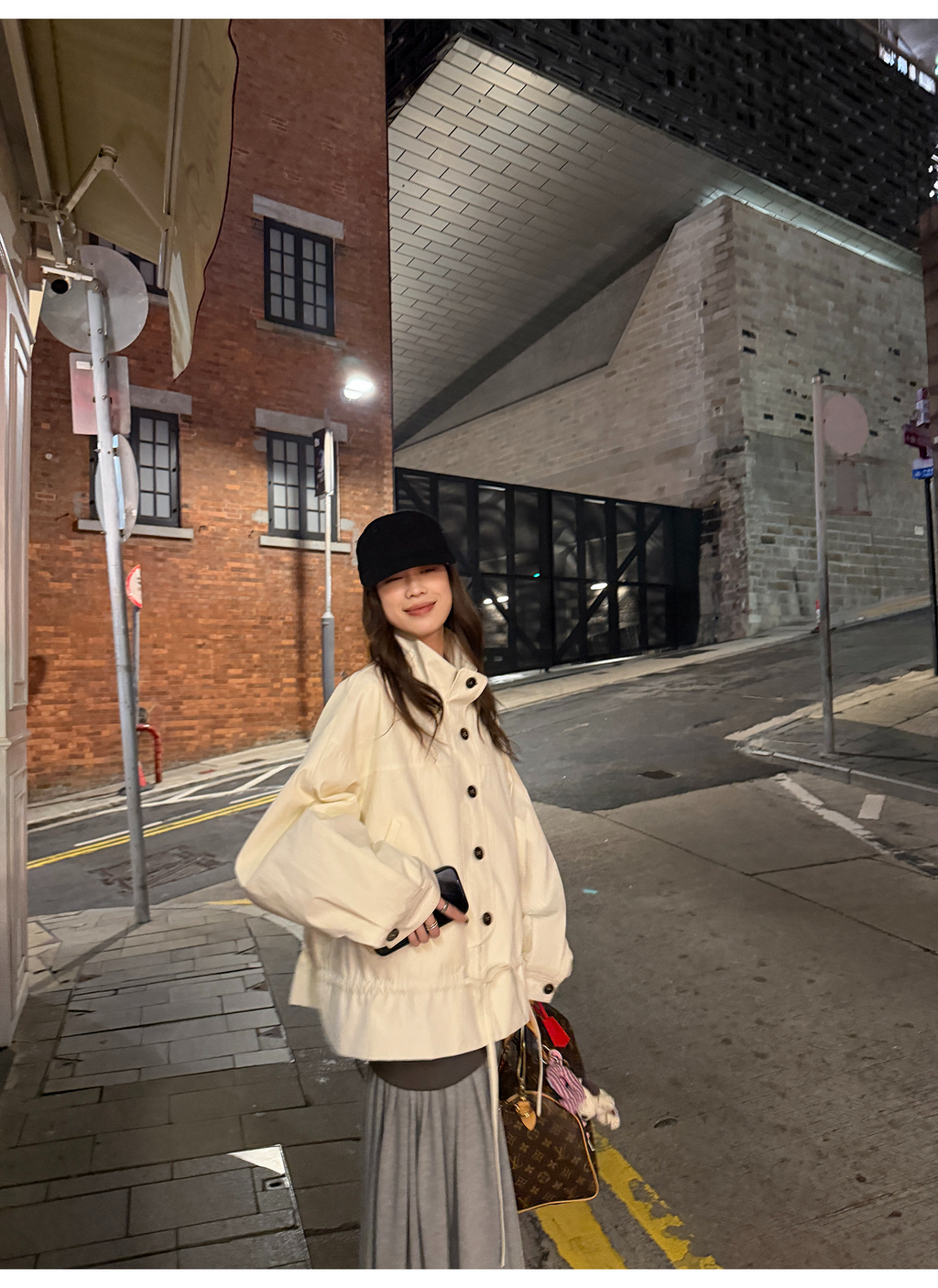 LelyMooch 立ち襟 ドロスト ミドル丈コート  LEM317