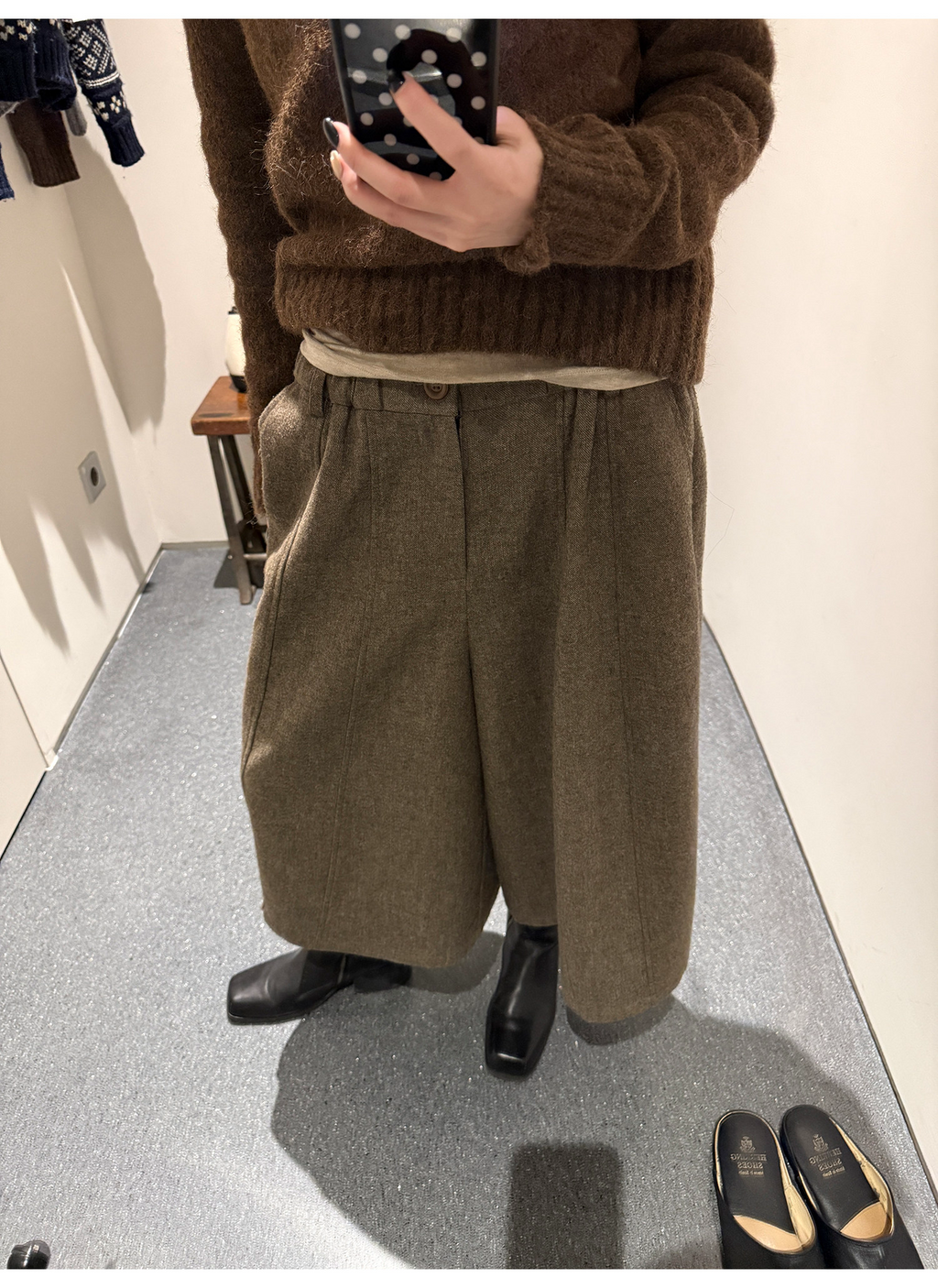 LelyMooch ブラウン系 ウール混 バルーンパンツ  LEM311