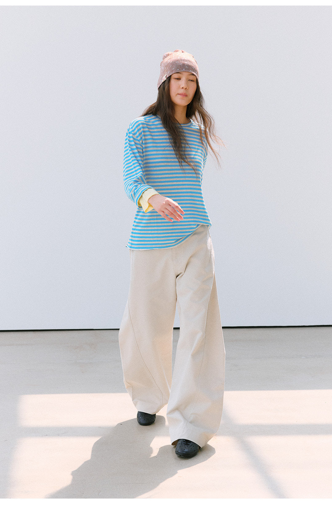 ウォッシュドコットン カーブワイドパンツ  LOM106