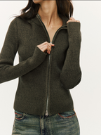 Maglione lavorato a maglia obliquo a mezza altezza con zip e struttura LOM036
