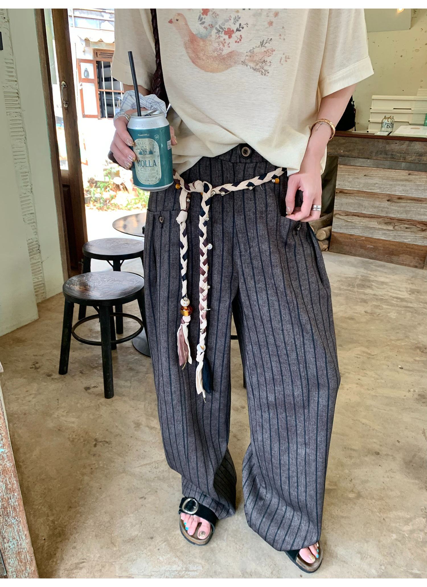 LelyMooch old money style｜ストライプスラックス  LEM140