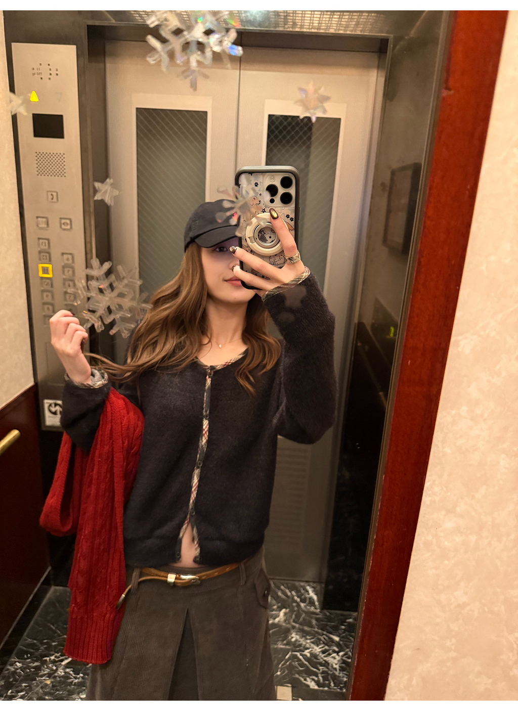 LelyMooch チェック柄パイピング ニット  LEM293