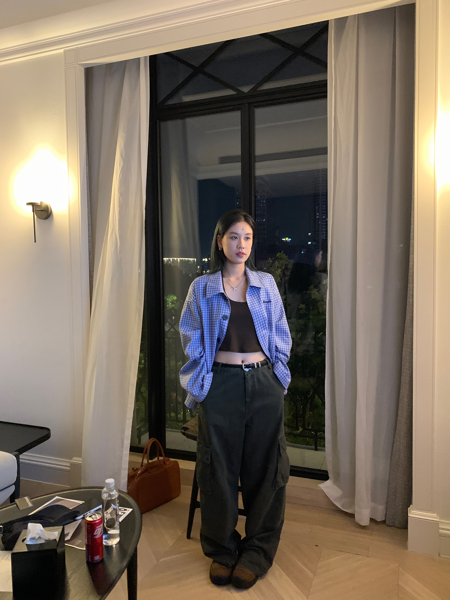 LelyMooch  ブルーチェックシャツジャケット  LEM072