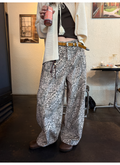 LelyMooch レオパード柄 ストレートワイドパンツ  LEM226
