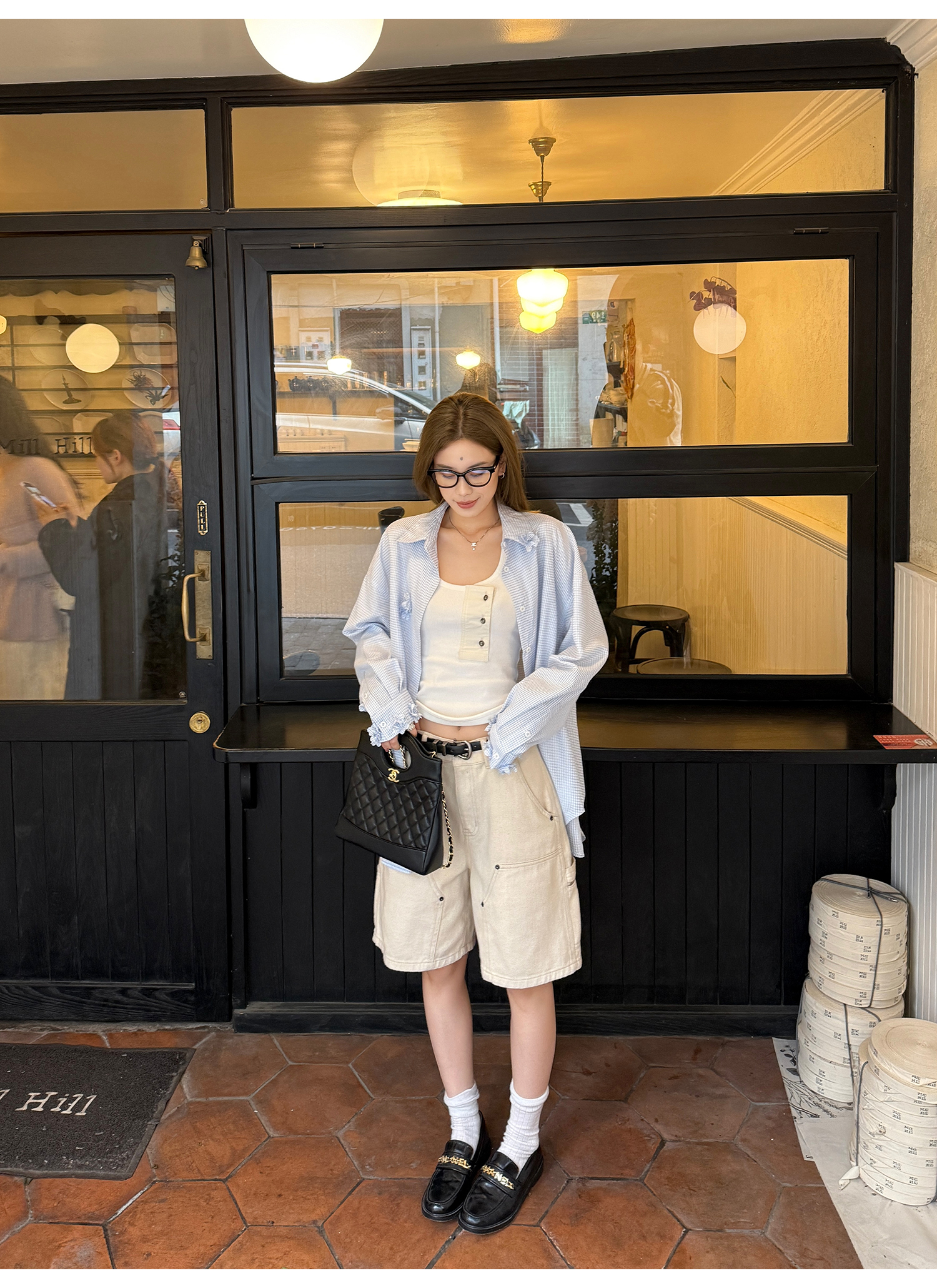 LelyMooch  夏万能デニム ハーフパンツ　マルチポケット  LEM118