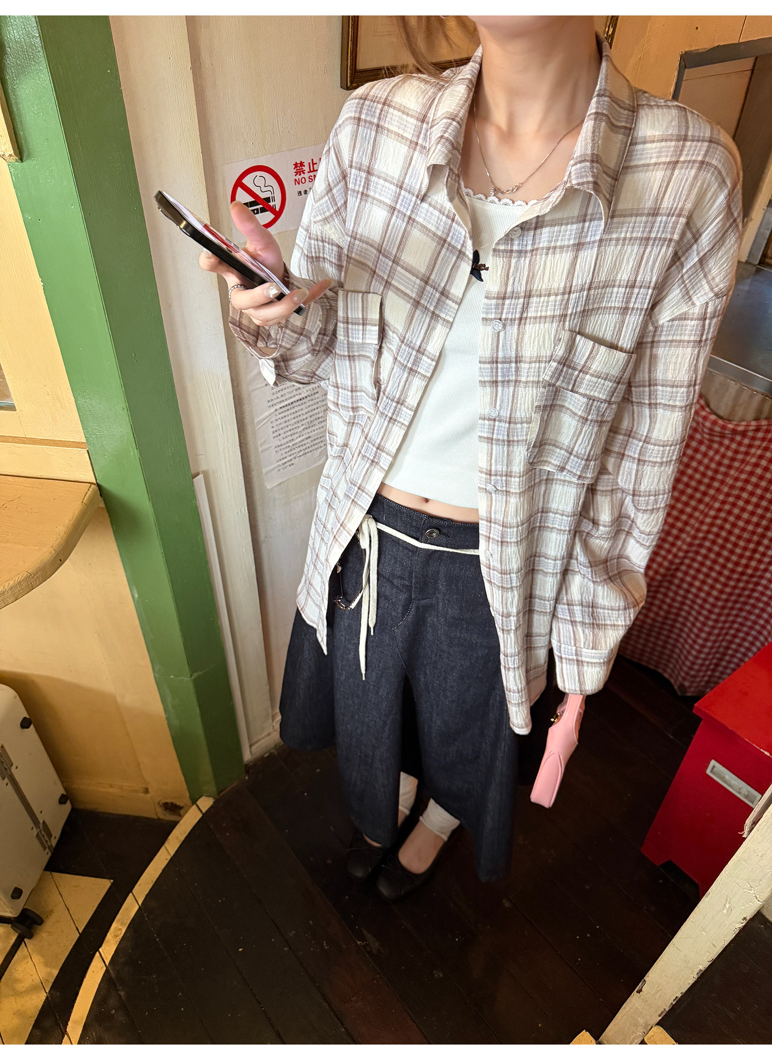 LelyMooch シアーチェックシャツ｜長袖  LEM197