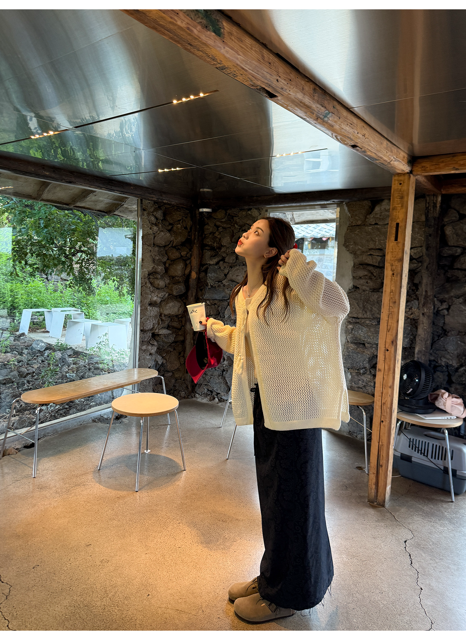 LelyMooch ゆるニットフリンジカーディガン  LEM249