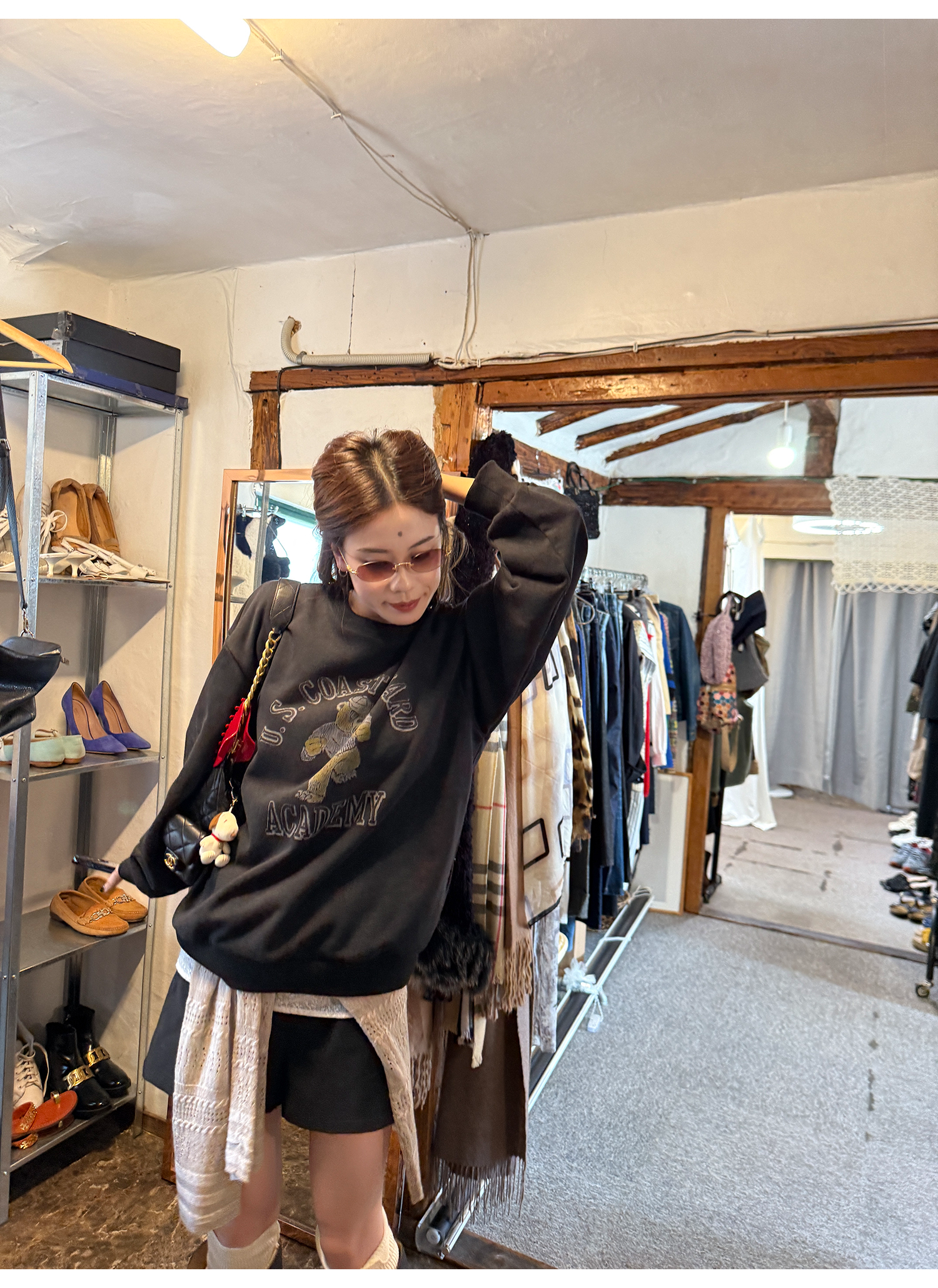 LelyMooch くまプリント古着風スウェット  LEM231