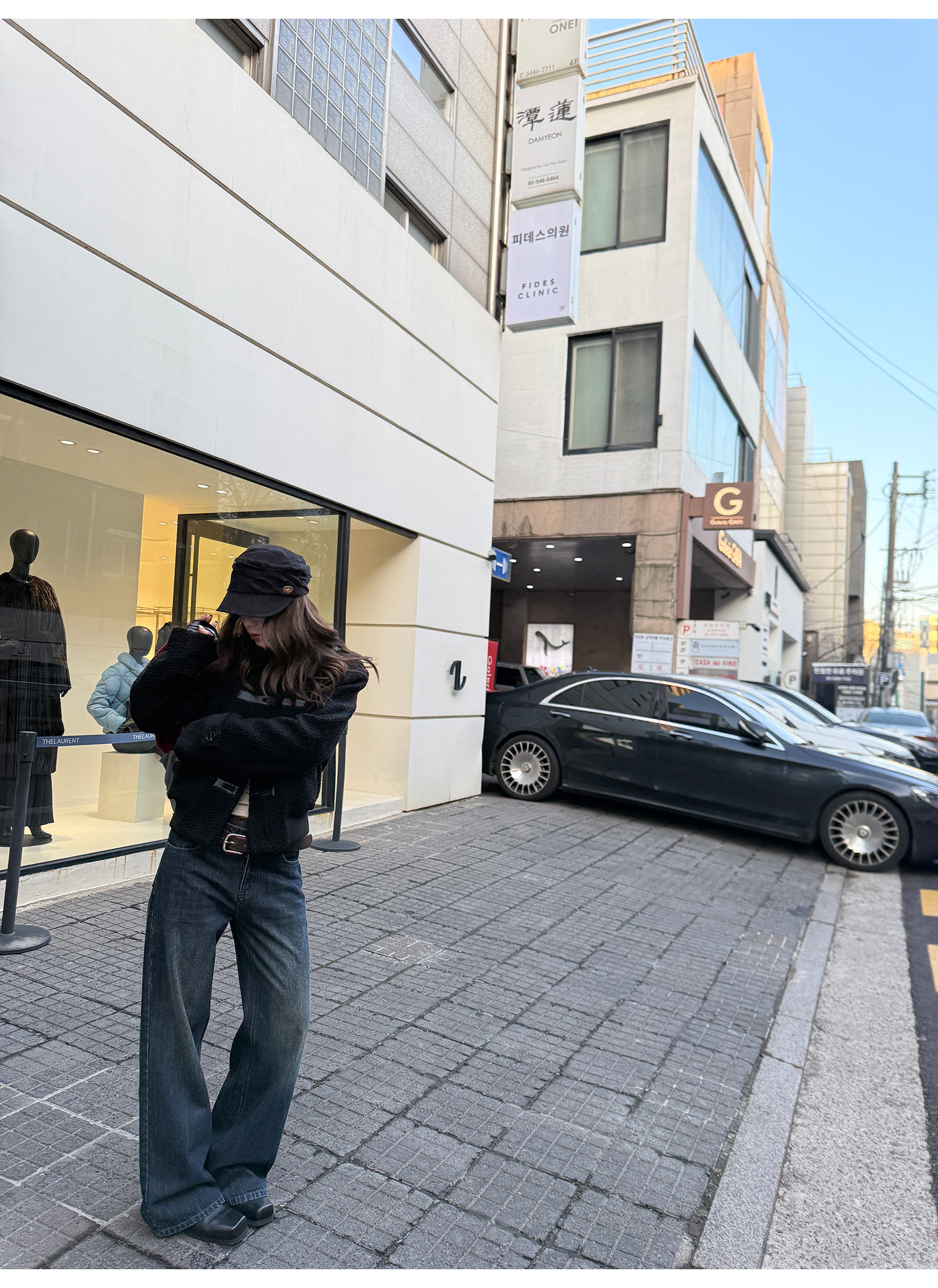 LelyMooch 色落ち加工 ストレートデニムパンツ　LEM304