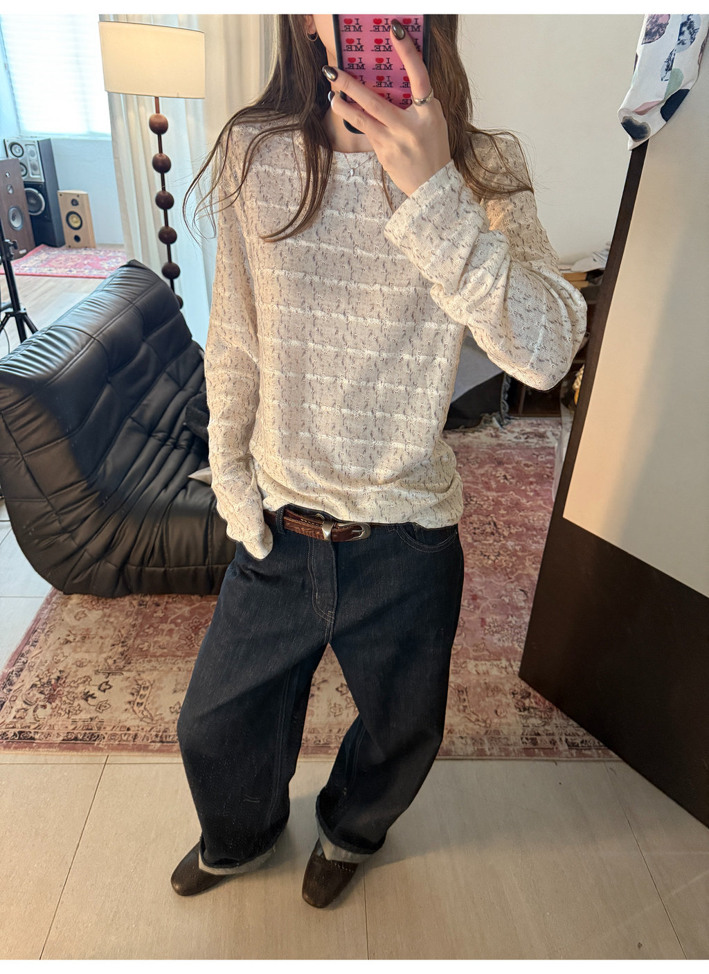 LelyMooch レースタッチ クルーネックトップス  LEM272