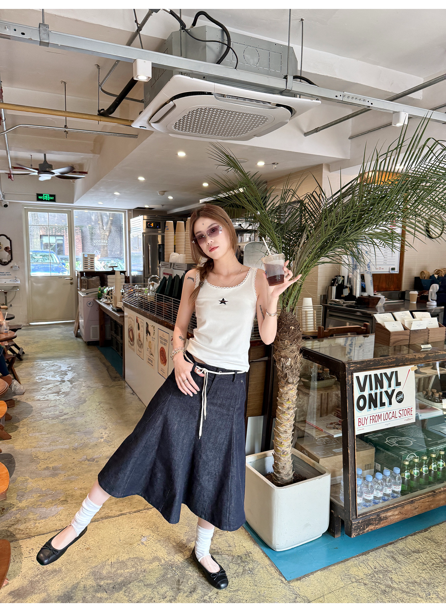 LelyMooch 通年使えるAラインデニムスカート   LEM202