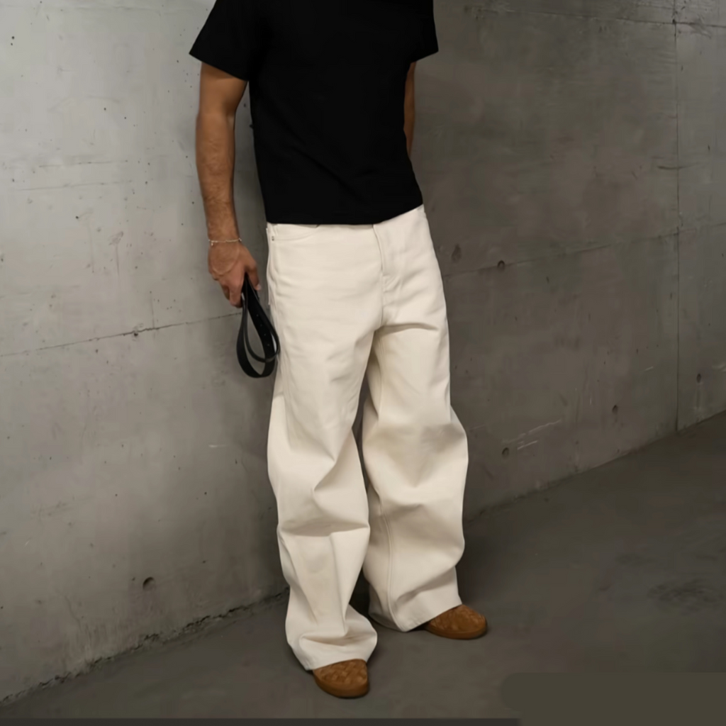 オートミール 13.8oz ワイドストレートデニム  LOM093