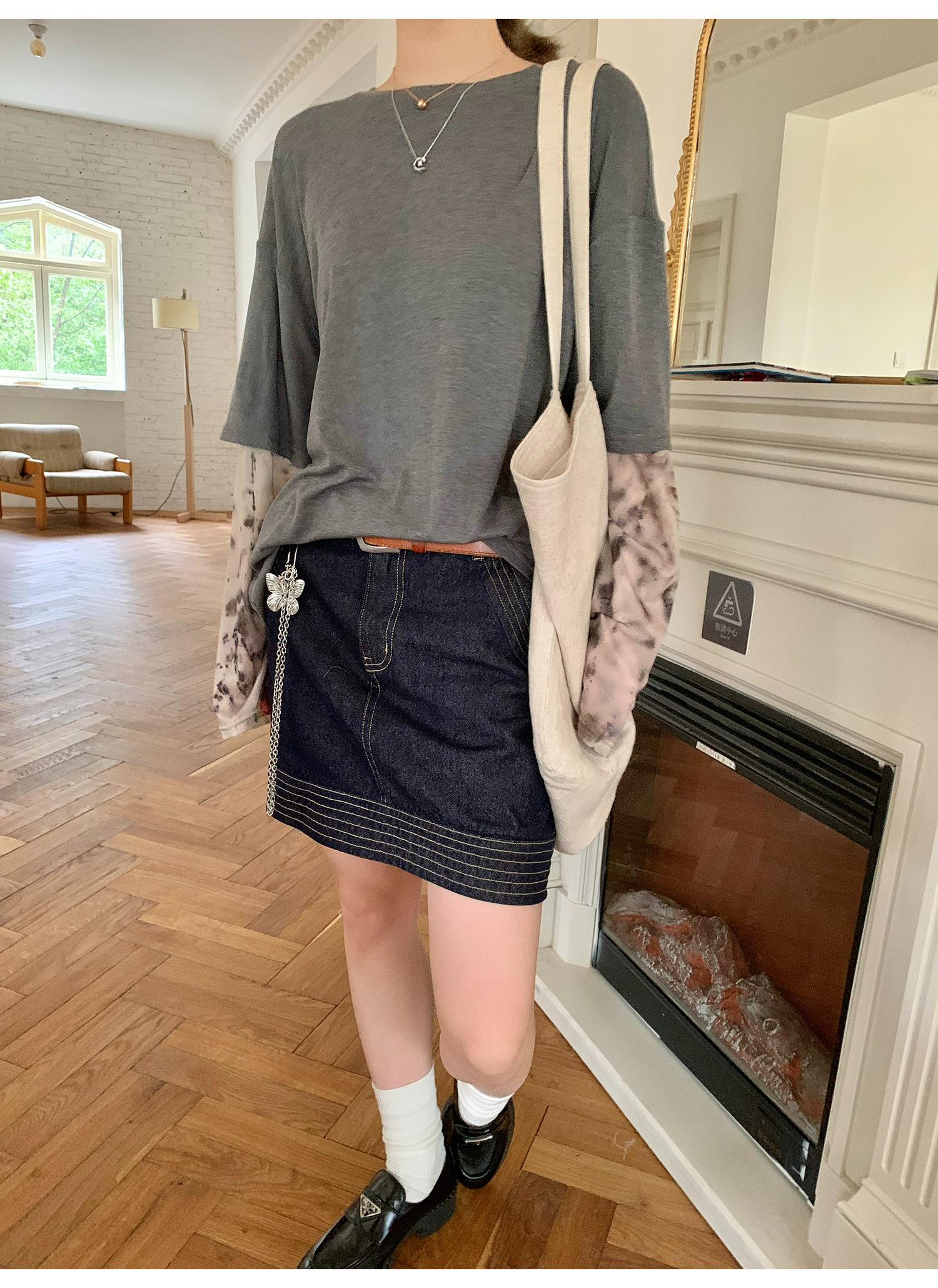 LelyMooch 　デニムスカート‌  インディゴ　LEM129