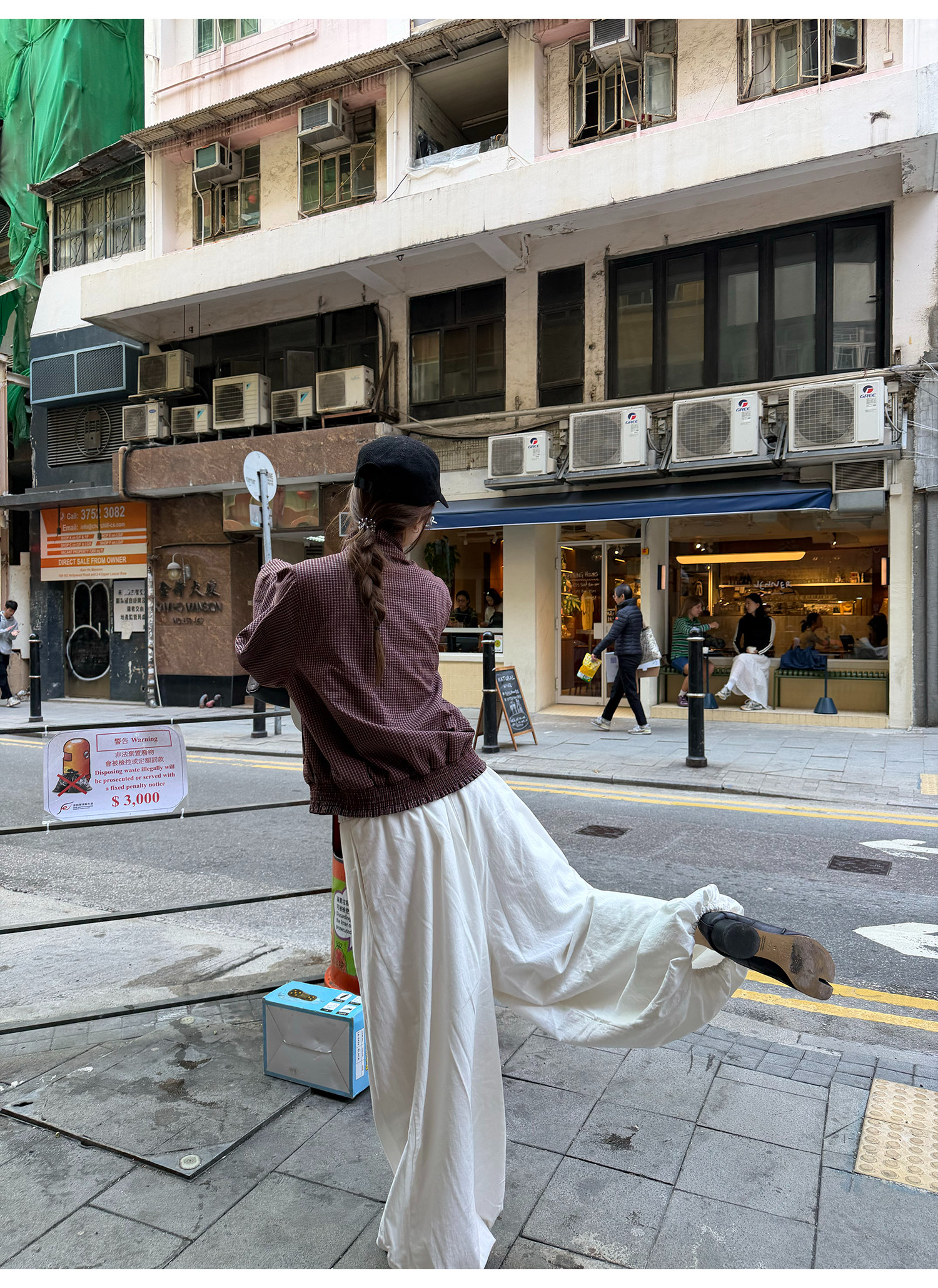 LelyMooch チェック柄スタンドカラーダブルジップブルゾン  LEM318