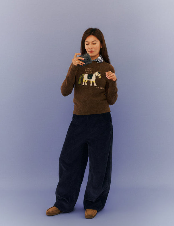 干支・馬モチーフ レトロジャカードニット  LOM040