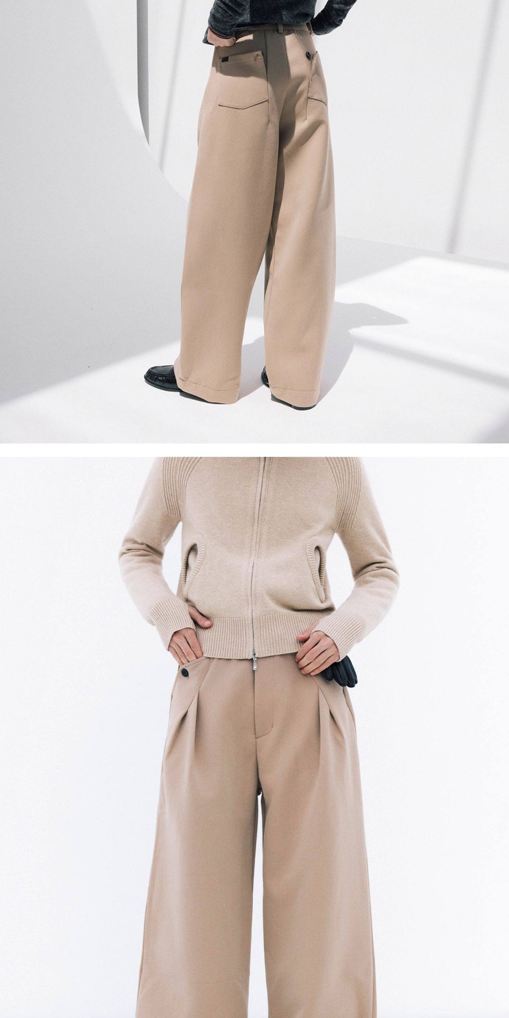 ハリ感Aラインシルエット重厚ウォーム素材スラックスClean Fit  LOM031