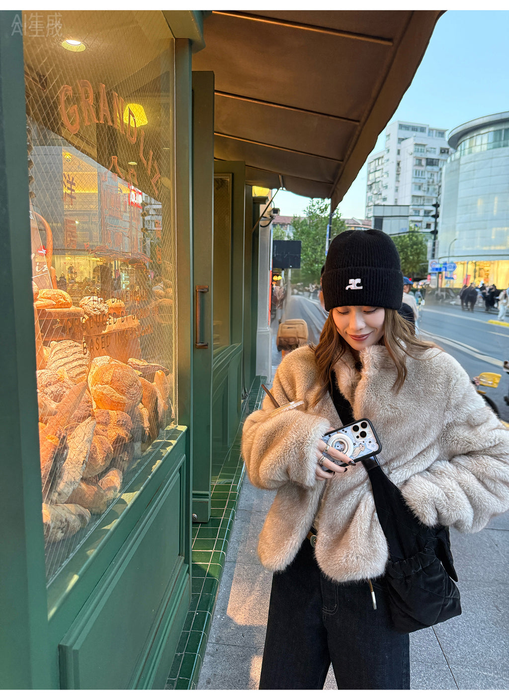 LelyMooch ふわふわエコファーコート｜オートミール  LEM268