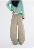 3D Curved Line x Wide Silhouette Structure Tuck Design Denim Pants LOM030