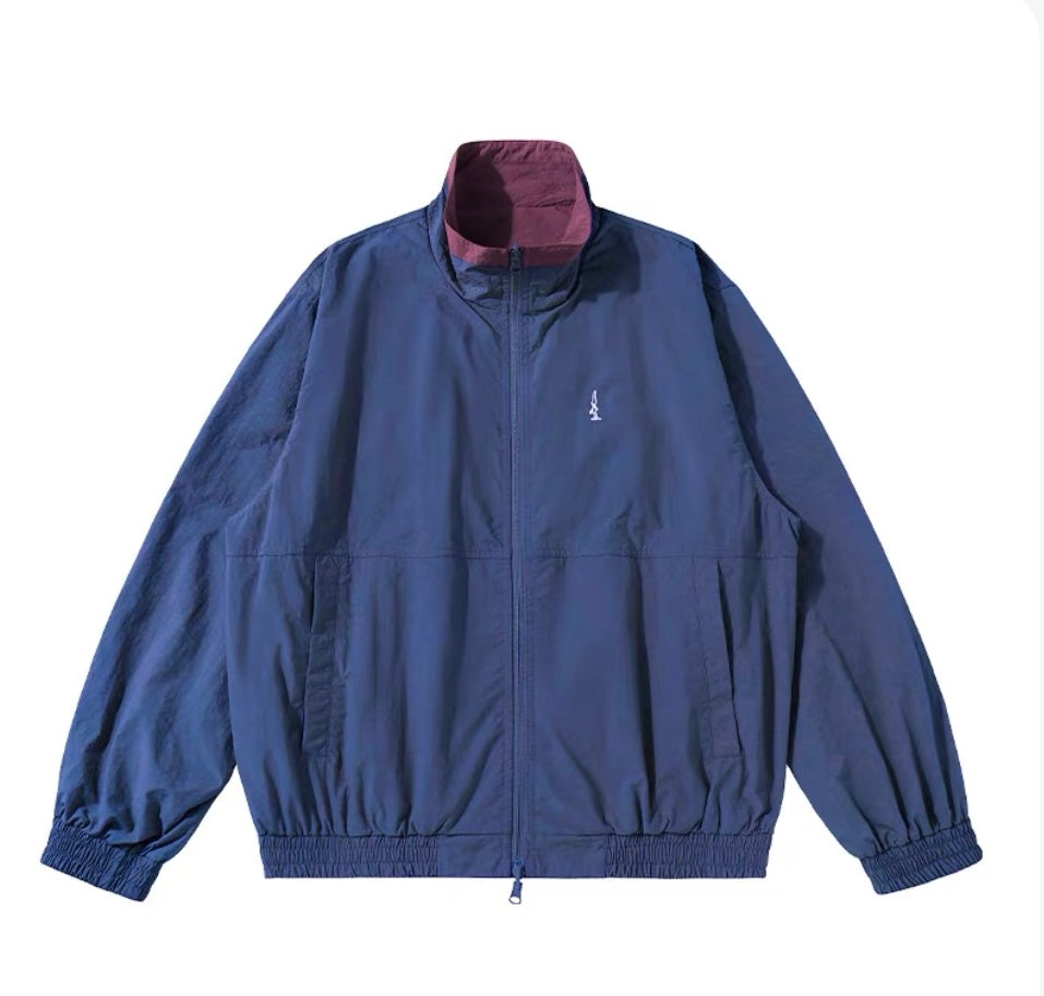 防風×配色リバーシブル仕様 立ち襟スポーツジャケット  LOM032