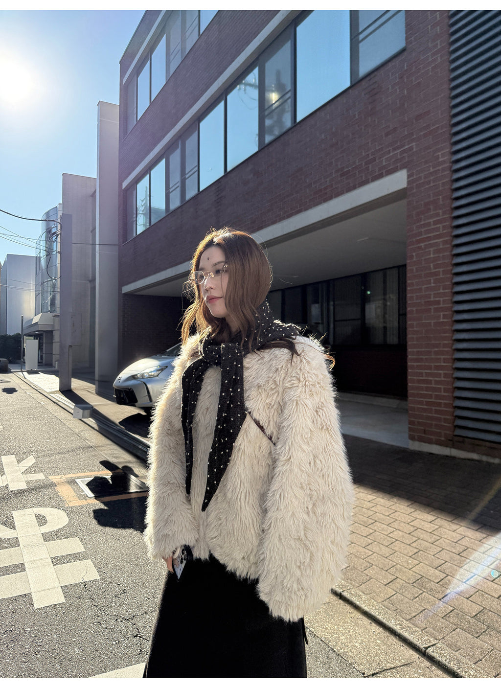 LelyMooch ロングパイル ノーカラー エコファー  LEM284