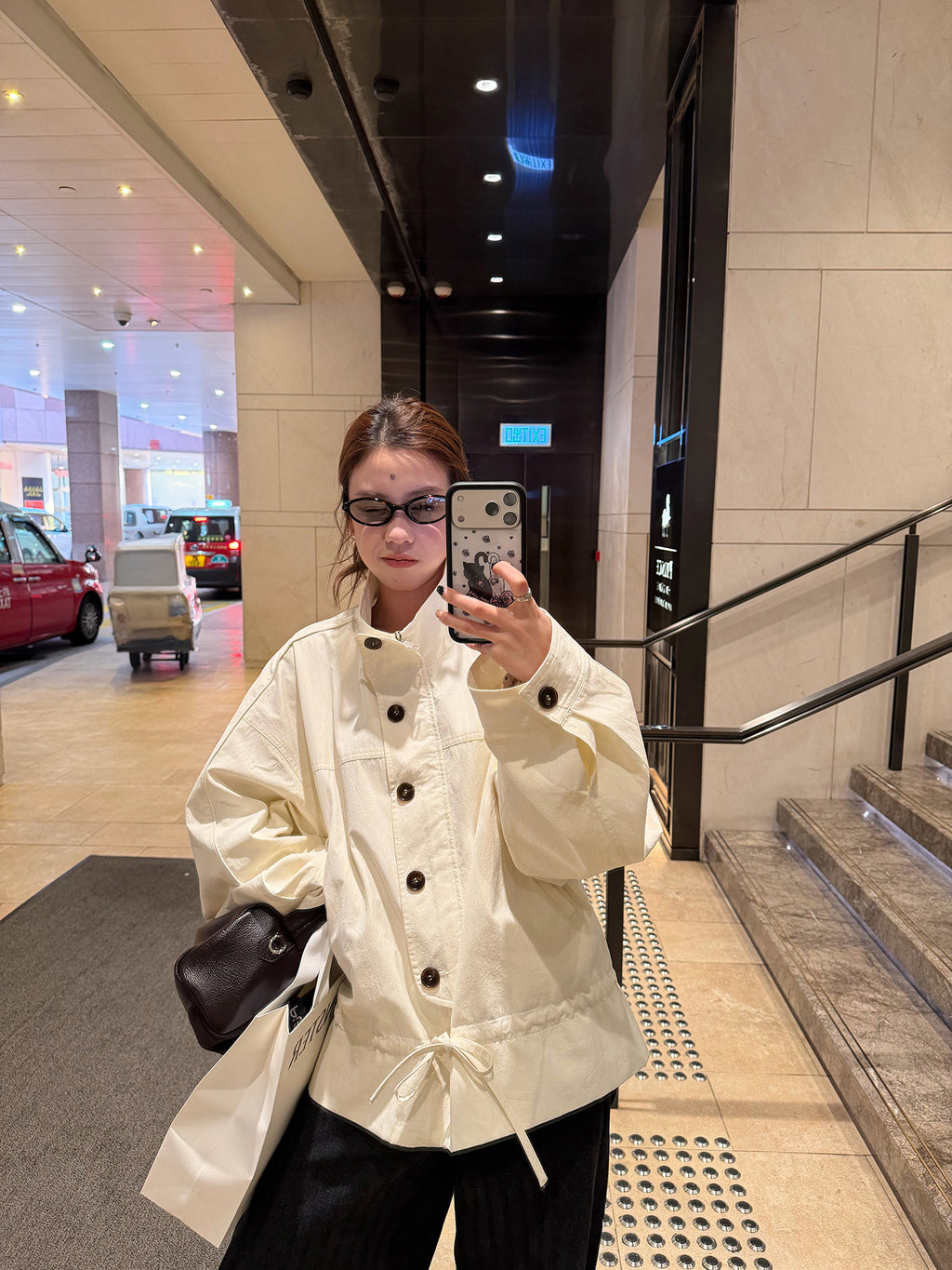 LelyMooch 立ち襟 ドロスト ミドル丈コート  LEM317