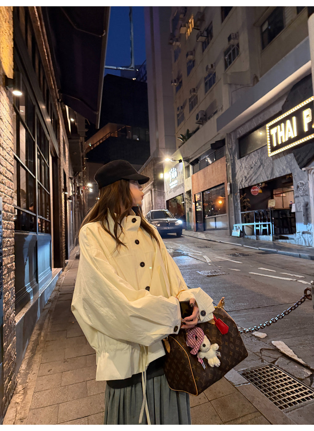 LelyMooch 立ち襟 ドロスト ミドル丈コート  LEM317