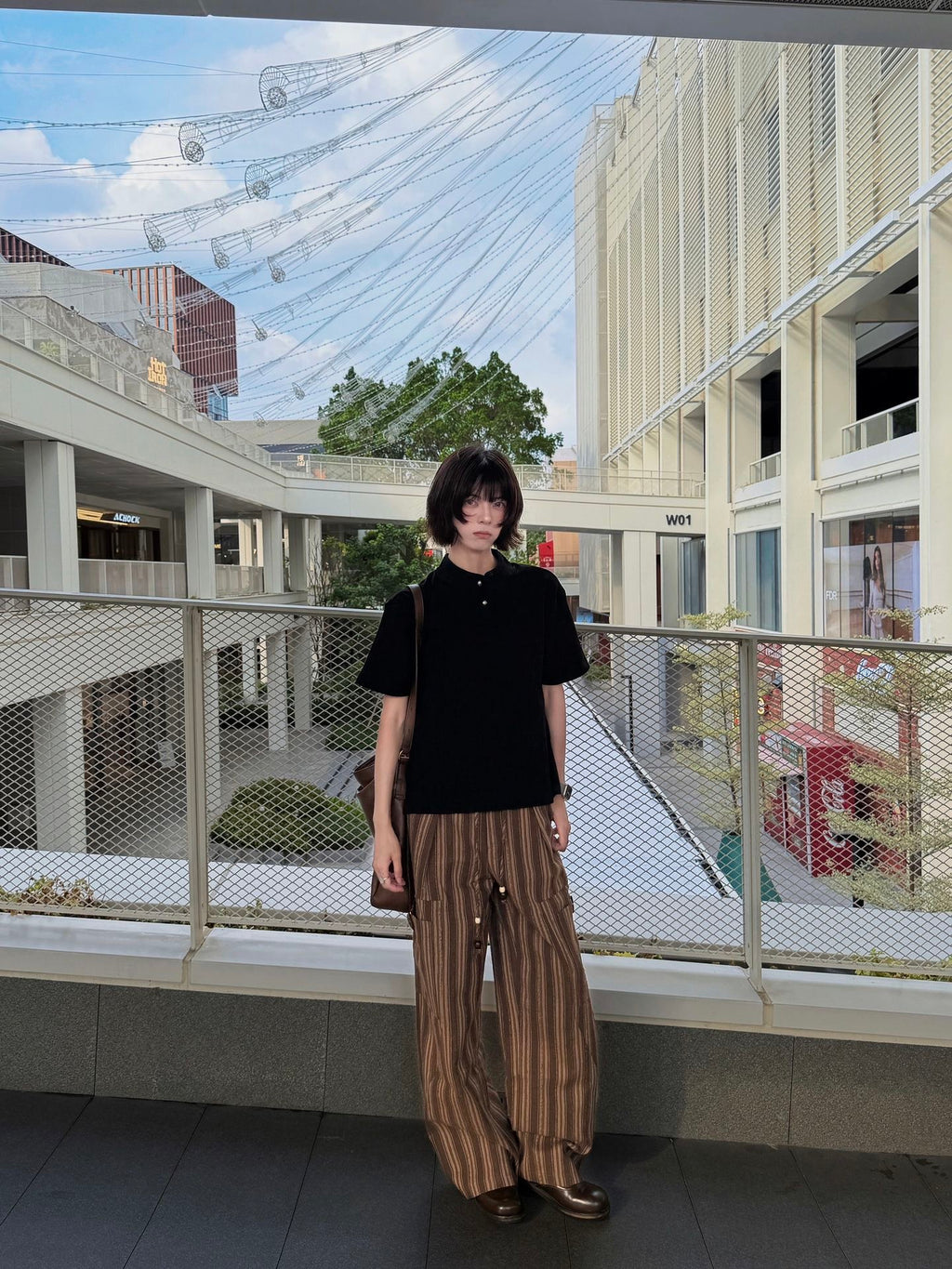 バークストライプ ワイドパンツ  LOM084