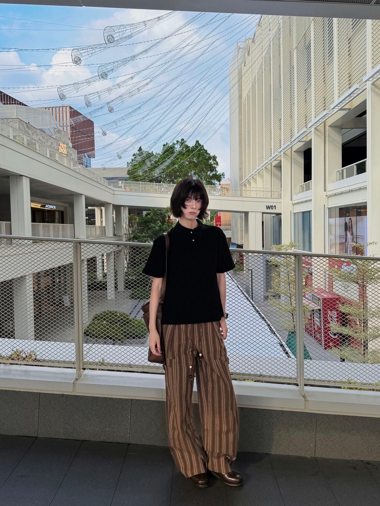 バークストライプ ワイドパンツ  LOM084