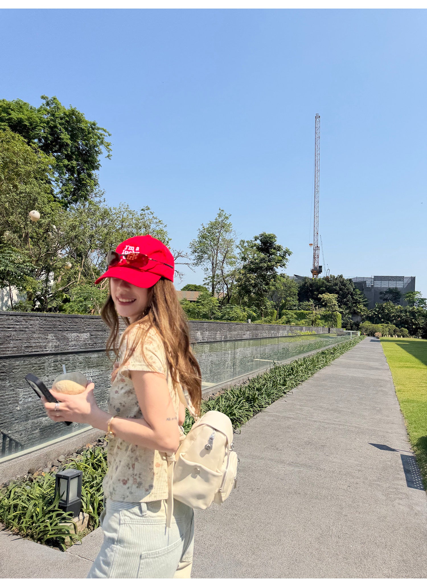 LelyMooch 花柄 ワッフル素材 ショート丈Tシャツ  LEM343