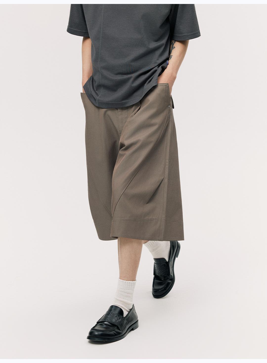 上質ドレープ Aライン ワイドクロップドパンツ  LOM069