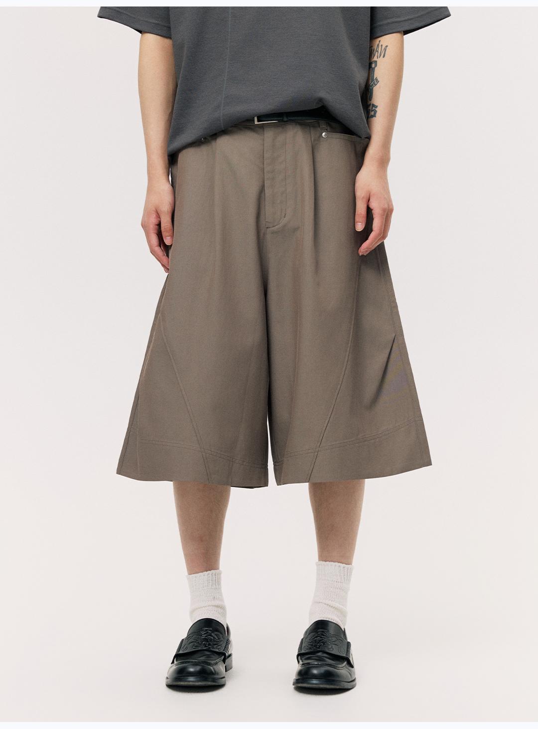 上質ドレープ Aライン ワイドクロップドパンツ  LOM069
